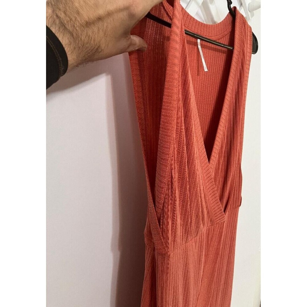 Free People S/P Burnt Orange Boho Maxi Tank Dress Faux Wrap Whimsigoth Aesthetic - Picture 5 of 10